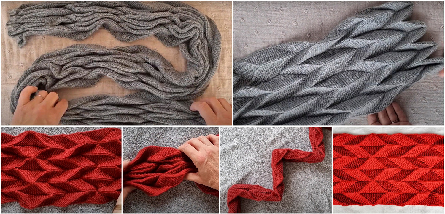 Шаль-оригами спицами: описание вязания