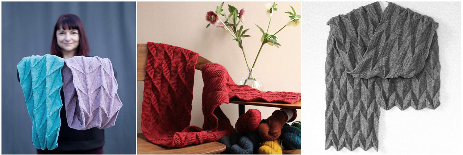 Шаль-оригами спицами: описание вязания